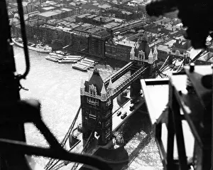 London Prints: Aerial view of Tower Bridge, London, 1957