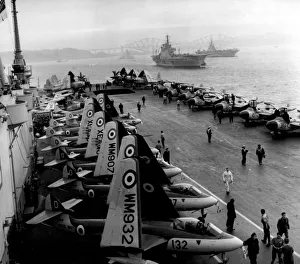 Aircraft Carrier HMS Ark Royal on the Firth of Forth