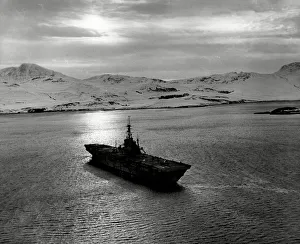 Aircraft carrier HMS Glory at Loch Eriboll, Scotland