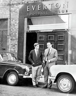 Everton Collection: Alan Ball outside Goodison Park, with Everton manager Harry Catterick