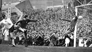 Spurs Prints: Alan Gilzean heads in Spurs first in a 2-0 victory at the Lane in 1967