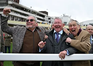 Horse Racing Prints: Alex Ferguson celebrating winning his second race on the Thursday