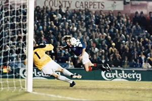 Images Dated 7th February 2024: Ally McCoist's flying header send Leeds packing in the first edition of the Champions League