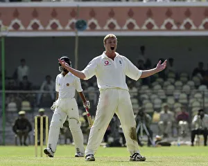 Cricket Prints: Andrew Flintoff makes an appeal for an early wicket England Cricket Tour to India