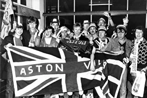 Champions League Football Prints: Aston Villa football fans return from Brussels