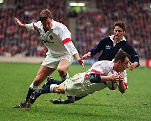 Austin Healy scores a try Scotland v England Five Nations Championship at Twickenham 1998