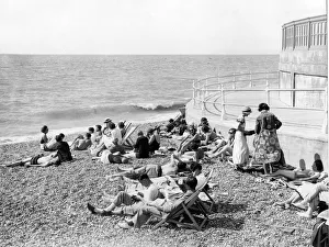 Beaches Prints: The beach at Bexhill 1935