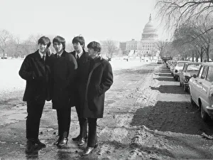 The Beatles seeing the sights of Washington (l-r) John Lennon, G