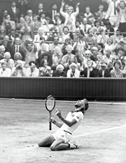 Bjorn Borg celebrates his fifth successive Wimbledon triumph 1980