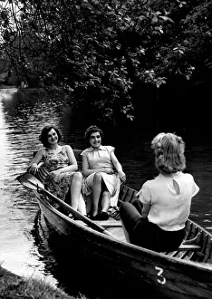 1950s Prints: Boating on the lake at Calderstones Park, Liverpool, 1952. The l