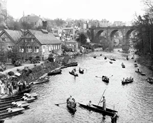 Boats on the River Nidd at Knaresborough, Yorkshire in 1935