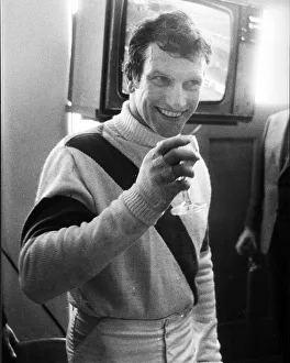 Racing Prints: Bob Champion, relaxes after winning the 1981 Grand National on Aldaniti