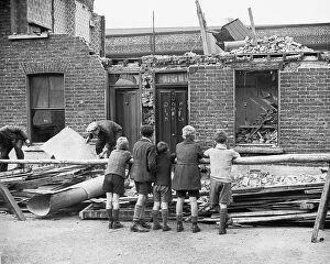 Britain at War Collection: Bomb damaged house Hackney London