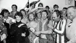 Brighton And Hove Albion Prints: Brighton & Hove Albion celebrate promotion to the First Division 1977