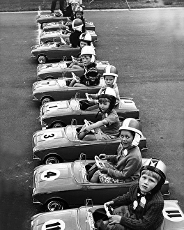 Motoring Prints: Children and their pedal cars taking part in the Junior Grand Prix at Crystal Palace