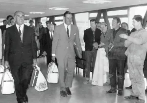 Cricket Prints: Colin Cowdrey is greeted by workers at Heathrow returning home from the Windies in 1968