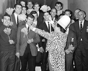 Liverpool F.C Prints: Comedian Ken Dodd meets the Liverpool football team at the London Palladium 1965