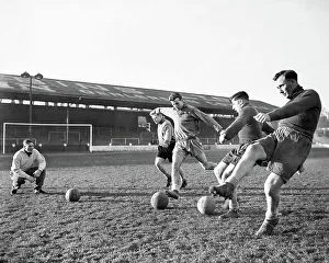 Pictures Prints: Coventry City players going through their shooting practice prior to a FA Cup match
