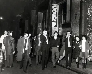 Sixties Prints: Crowd outside the Cavern Club in Liverpool 1964