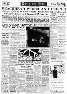 Daily Mail Front Pages Collection: D-Day Front Page of Daily Mail 7 June 1944