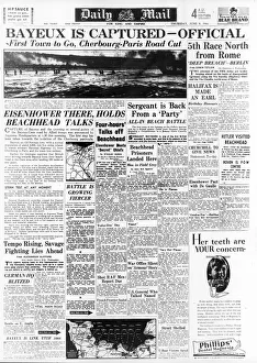 Daily Mail Front page 8th June 1944, reporting the progress of the D-Day landings