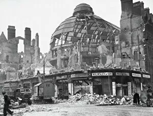 Town and Country Collection: The damaged dome of the Victoria building in Manchester 1940