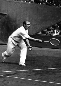 Daniel Prenn of Germany in play at the 1933 French Championships (now known as the French Open) at Stade Roland Garros, France