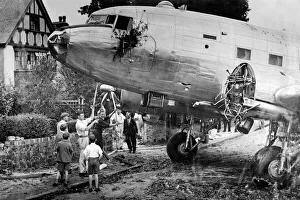 Aircraft Prints: A Douglas DC3 Dakota that overshot the runway at Croydon Airport 1947
