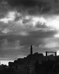 Scotland Prints: Edinburgh skyline - showing Holyrood Palace and Calton Hill