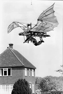 Rugby Union Collection: England rugby player Rory Underwood in a flying machine