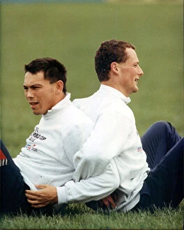 Rugby Union Collection: England Rugby Union Team Training - 1991 Underwood and Webb