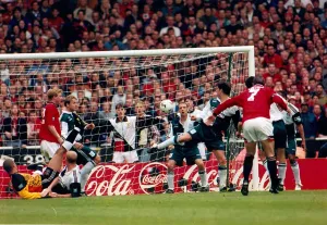 Players Prints: Eric Cantona scores for Man Utd 1996