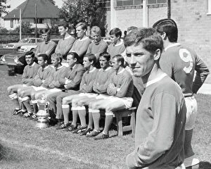 Images Dated 22nd September 2023: Everton F. C. New signing Alan Ball, stands to one side as last year's F. A
