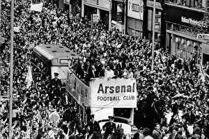 FA Cup Collection: FA Cup winners Arsenal drive to Islington Town Hall 1971