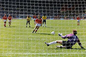 Brazil Football Prints: Footballer Gary Lineker misses a penalty during an international football match between England and Brazil