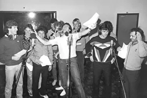 Manchester United Prints: Frank Stapleton and his his Manchester United team mates recording a song 1983