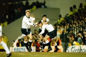 Football Prints: Gary Lineker celebrates scoring Tottenham 3 vs West ham 0 1992