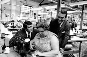 Geoff Hurst & Jimmy Greaves in a factory - no date perhaps 1966?