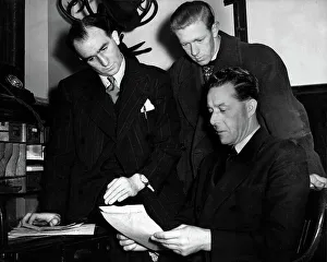 Aston Villa Prints: George Martin, Manager of Aston Villa, with Harry Parkes and Colin Gibson