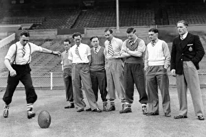 Forties Prints: Halifax players visit Wembley ahead of their Rugby League cup final 1949