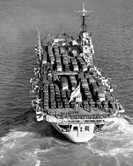 Ships Prints: HMS Theseus, Royal Navy Aircraft Carrier in 1956