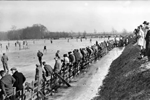 1930s Prints: Ice skating championships at Lingay Fenn near Cambridge, 1936