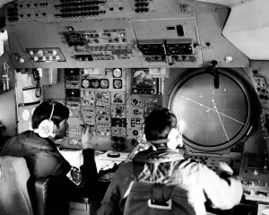 Black And White Prints: Interior of RAF Hawker-Siddeley Nimrod reconnaissance aircraft 1975