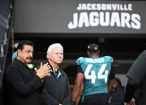 American Football Prints: Jacksonville Jaguars v New England Patriots. Wembley stadium, London 2024