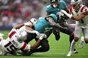American Football Prints: Jacksonville Jaguars v New England Patriots. Wembley stadium, London 2024