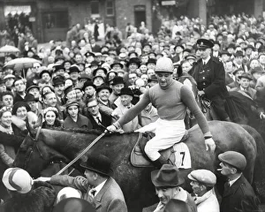 1950s Prints: Jockey, Fred Winter, with racehorse Sundew after winning the 1957 Grand National