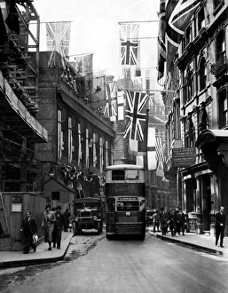 Jubilee decorations in Old Broad Street in London. Jubilee of Ge