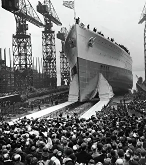 The launch of Royal Navy battleship HMS Prince of Wales at the C