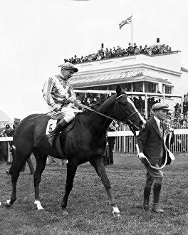 Images Dated 8th June 2021: Lester Piggott after winning the Epsom Derby riding Never Say Die