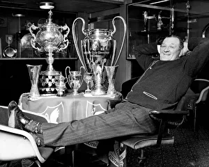 Black And White Prints: Liverpool Manager Bob Paisley with the European cup